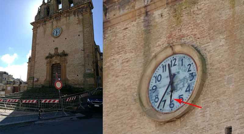 Piazza Armerina, maltempo: danneggiato l’orologio della chiesa di Santo Stefano.