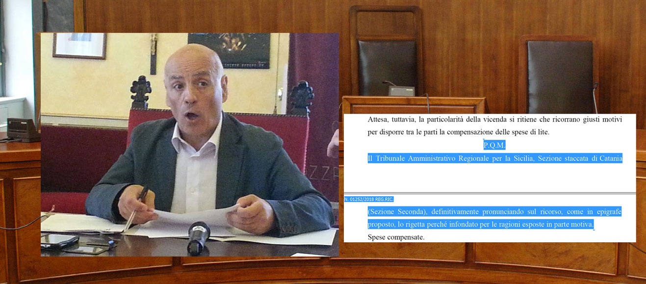Il Tar di Catania respinge il ricorso dell’ex sindaco Filippo Miroddi