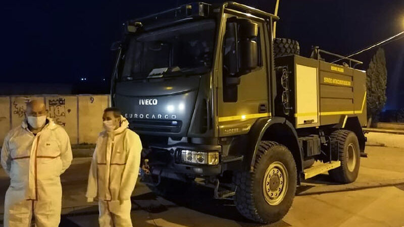 Operazione di disinfezione anticovid a Nissoria.