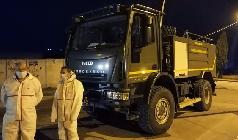 Operazione di disinfezione anticovid a Nissoria.