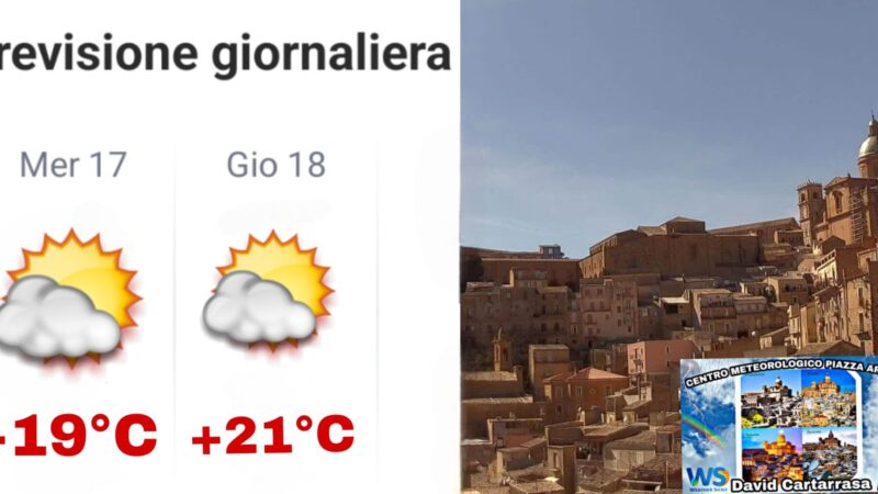 Meteo Piazza Armerina  Mercoledì e giovedì prevalentemente nuvoloso