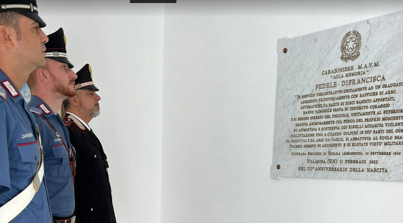 Villarosa ricorda il carabiniere Fedele Difrancisca