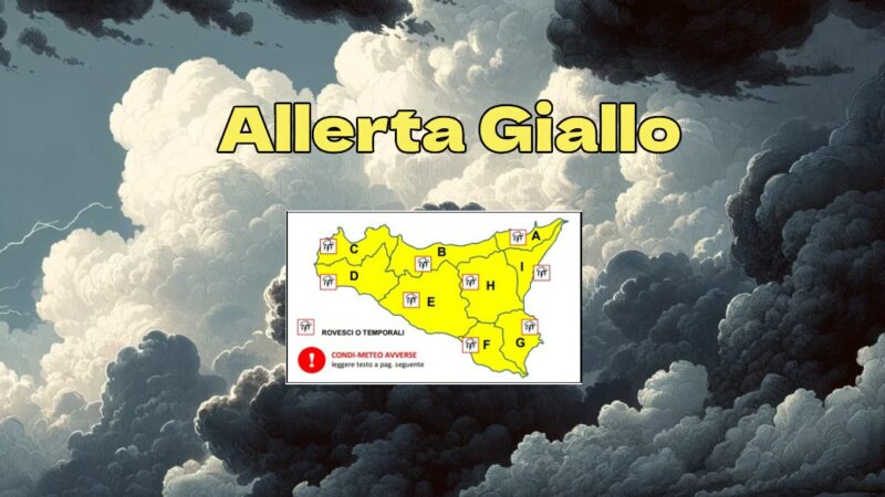 Allerta giallo domani 24/2 in tutta la Sicilia