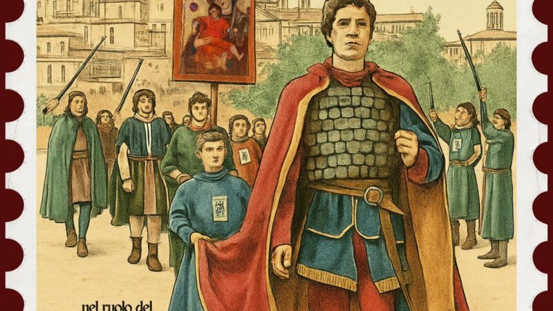 La grafica del francobollo ufficiale diventa manifesto del Palio dei Normanni 2025