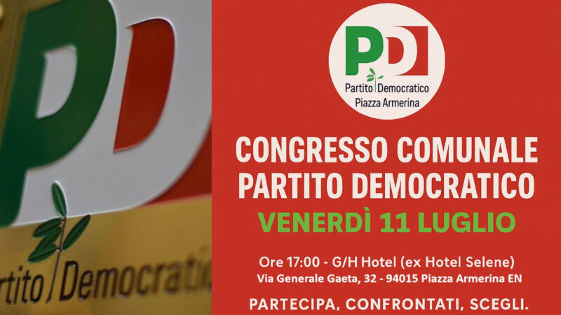 Venerdì 11 a Piazza Armerina Pd a congresso. Si eleggerà il nuovo segretario e il comitato direttivo