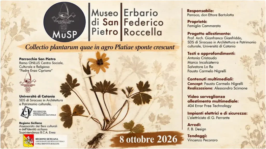 L'8 ottobre si inaugura l'esposizione permanente dell erbario delle piante spontanee del territorio di Piazza Armerina